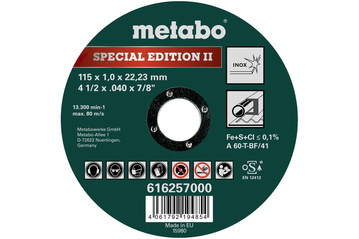 Metabo Špeciálna edícia II 115 x 1,0 x 22,23 INOX, TF 41 616257000