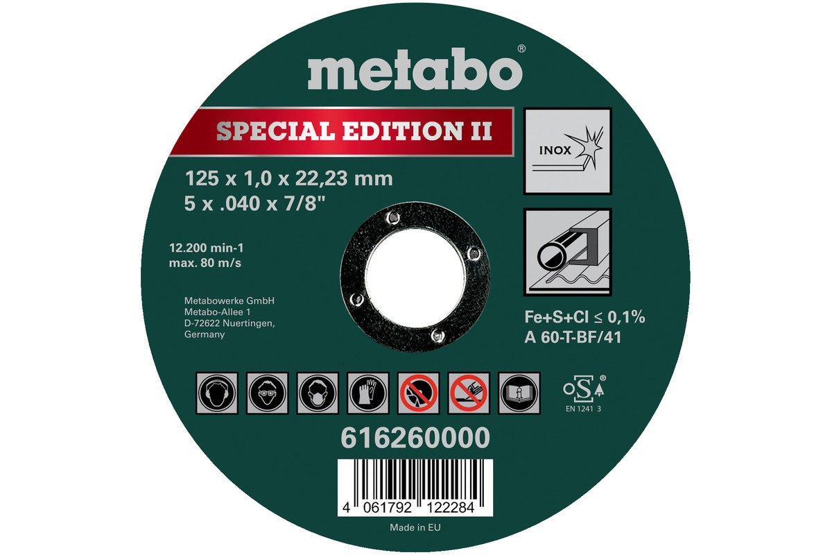 Metabo Špeciálna edícia II 125 x 1,0 x 22,23 INOX, TF 41 616260000