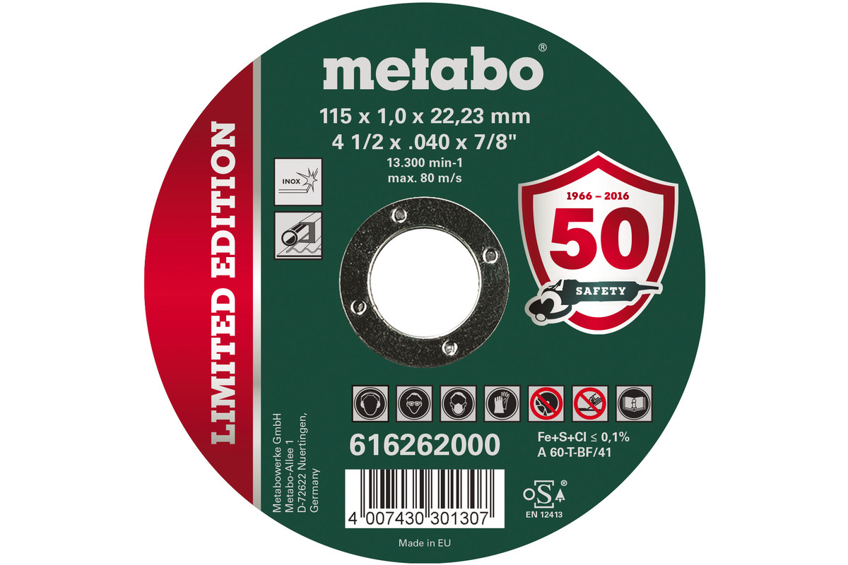 Metabo Špeciálna edícia Soccer 115 x 1,0 x 22,23 mm, INOX, TF 41 616258000
