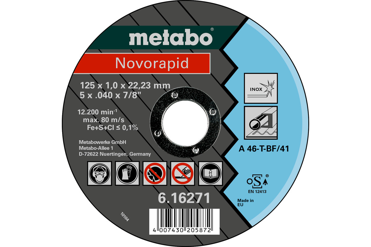 Metabo Rezací kotúč Novorapid 125 x 1,0 x 22,23 Inox, TF 41 616316000