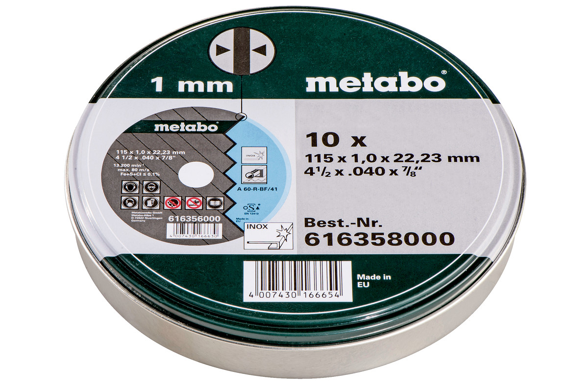 Metabo 10 rezných kotúčov - SP 115x1,0x22,23 Inox, TF 41 616358000