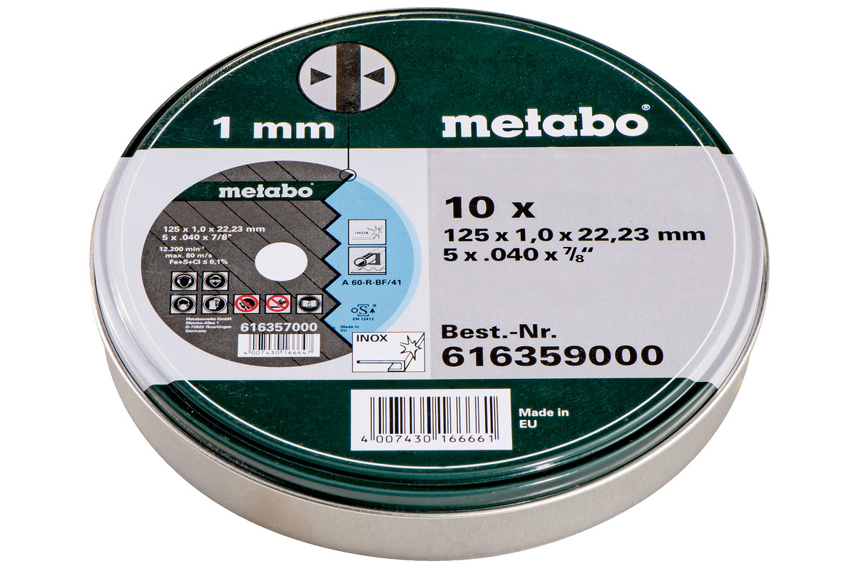 Metabo 10 rezných kotúčov - SP 125x1,0x22,23 Inox, TF 41 616368000