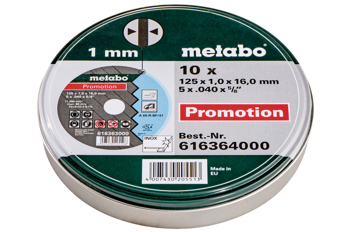 Metabo 10 rezných kotúčov "SP" 125x1,0x16,0 Inox, TF 41 616364000