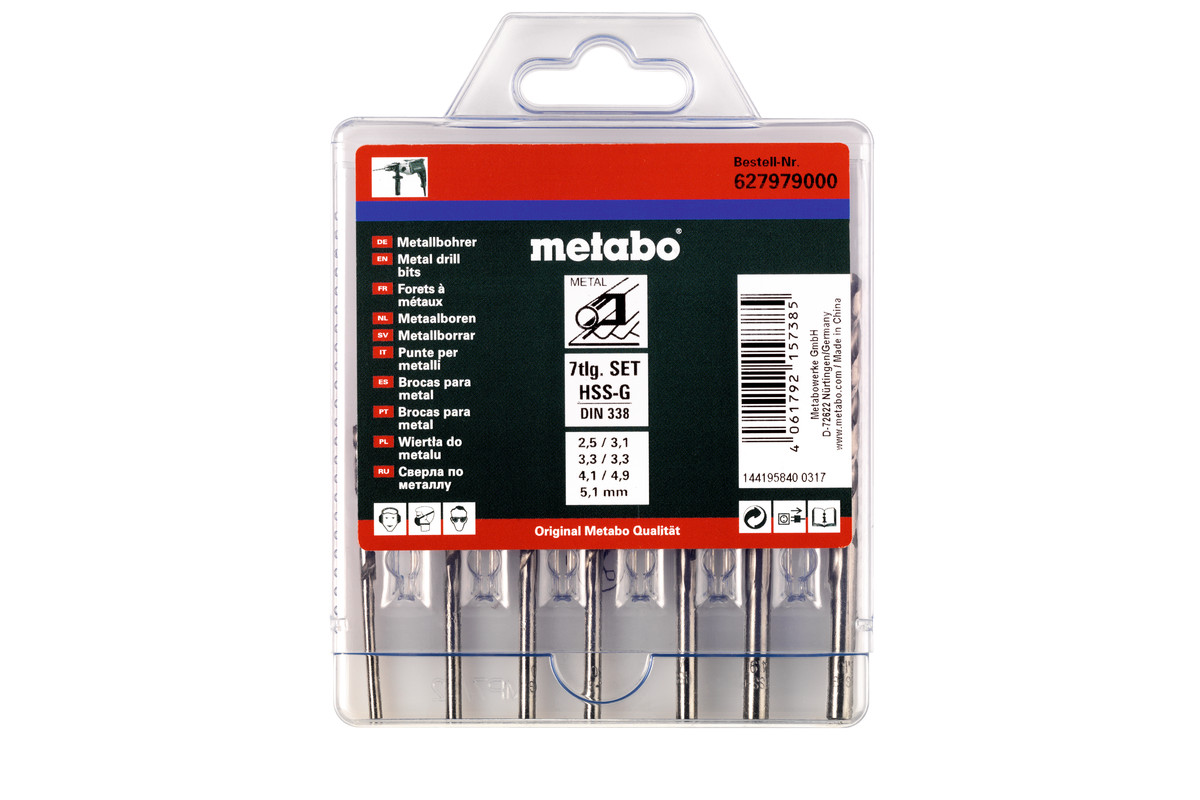 Metabo Kazeta s vrtákmi HSS-G, 7-dielna 627979000