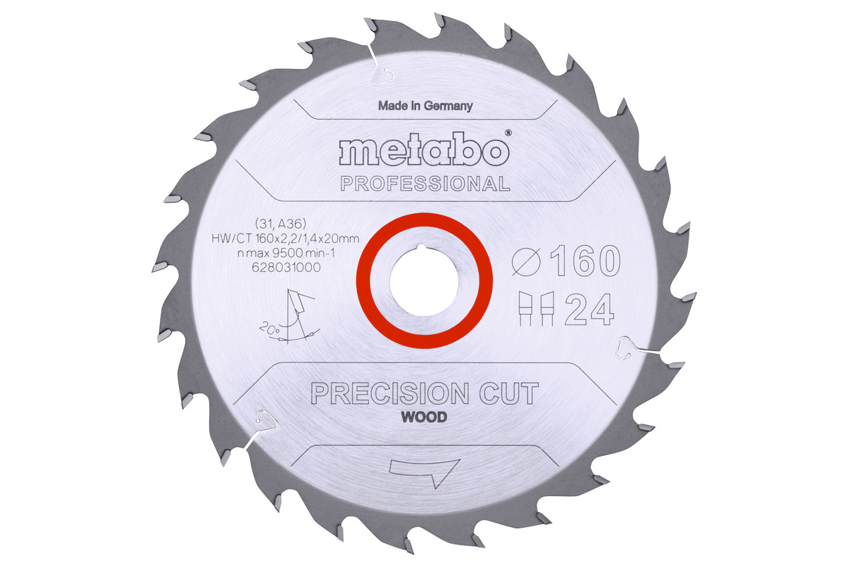 Metabo Pílový list „precision cut wood - professional“, 160x20, Z24 WZ 20° 62803