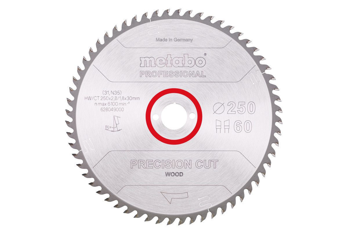 Metabo Pílový list „precision cut wood - professional“, 250x30, Z60 WZ 15° 62804