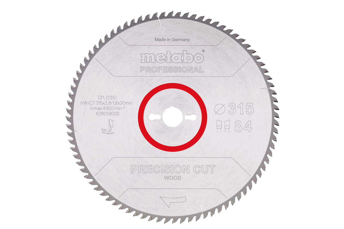 Metabo Pílový list „precision cut wood - professional“, 315x30, Z84 WZ 10° 62805
