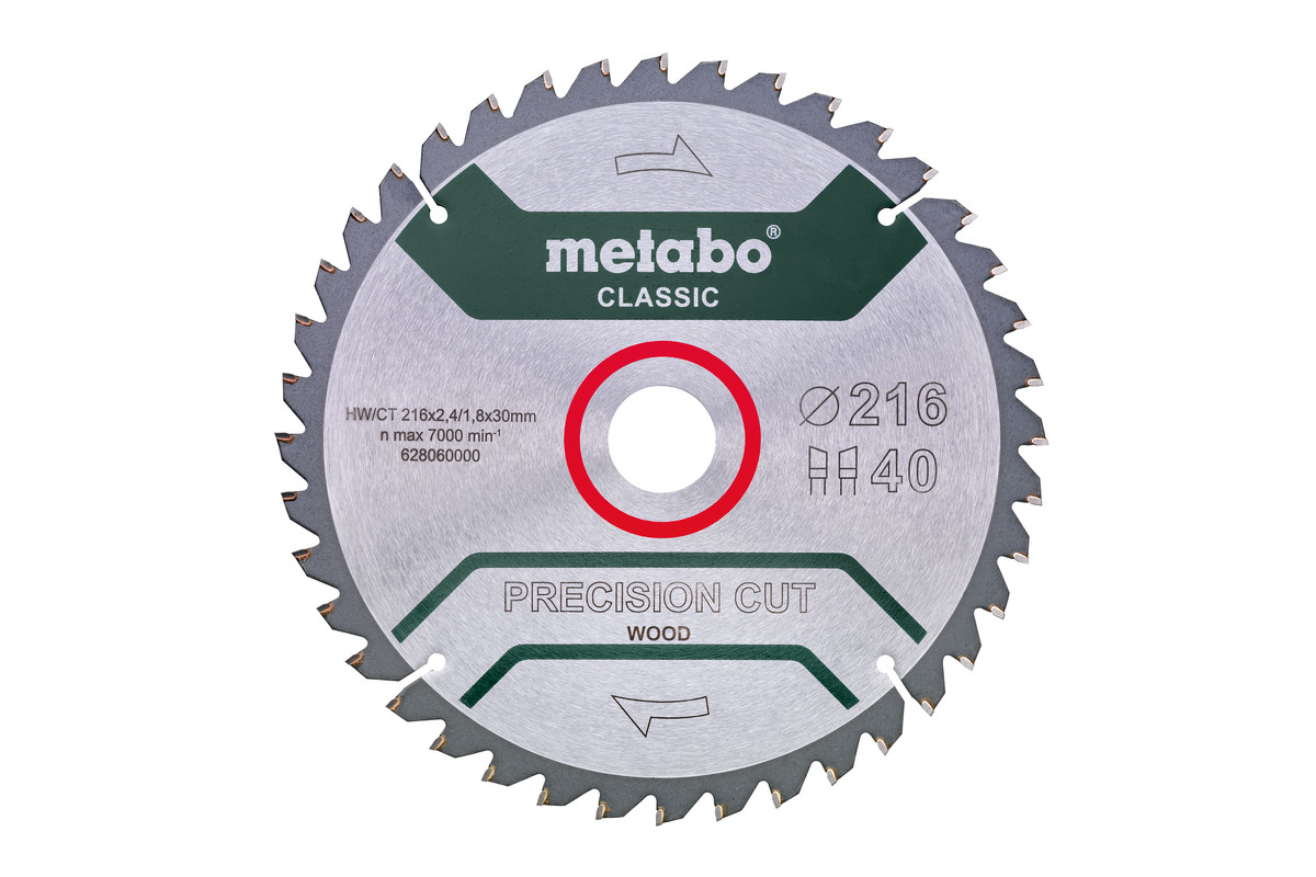 Metabo Pílový list „precision cut wood - classic“, 216x30 Z40 WZ 5°neg. 62806000