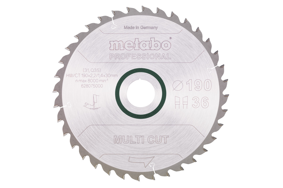 Metabo Pílový list „multi cut - professional“, 190x30, Z36 WZ 5° 628075000