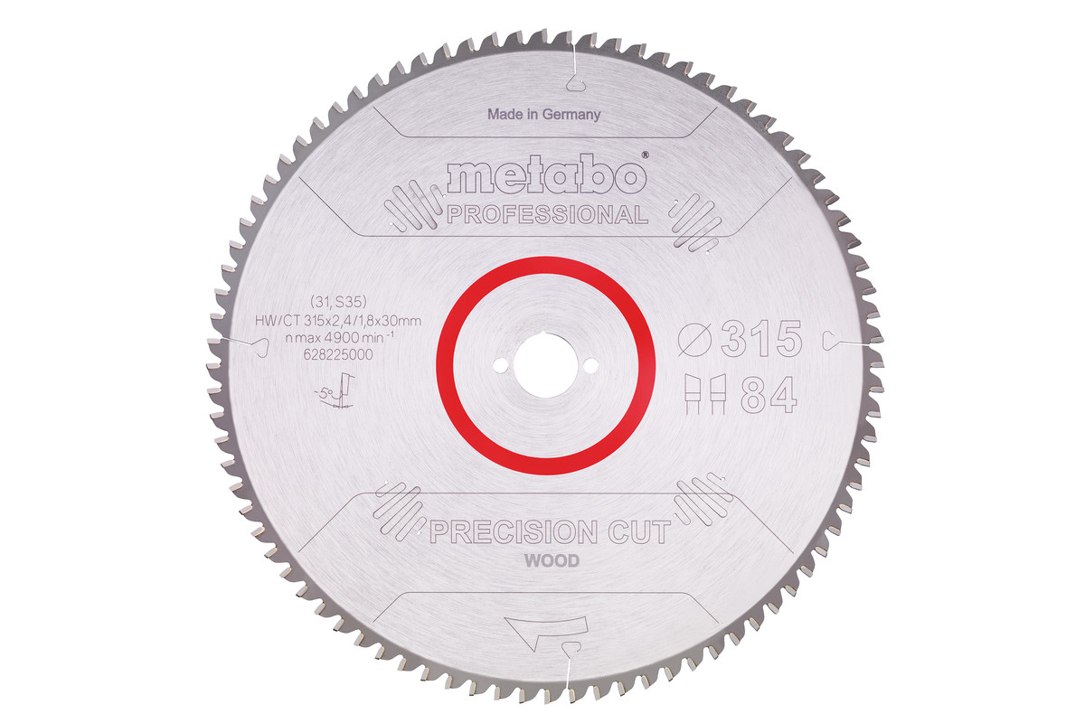 Metabo Pílový list „precision cut wood - professional“, 315x30, Z84 WZ 5° neg. 6