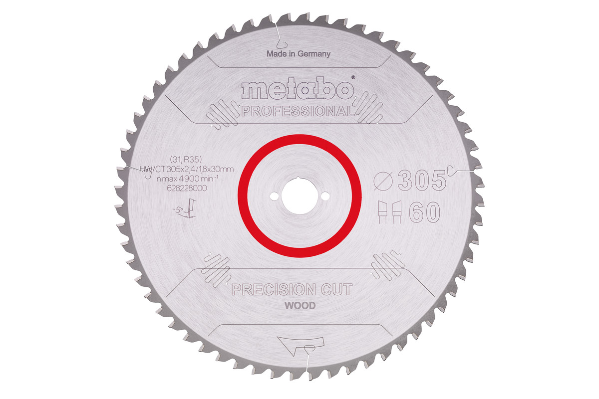 Metabo Pílový list „precision cut wood - professional“, 305x30, Z60 WZ 5° neg. 6