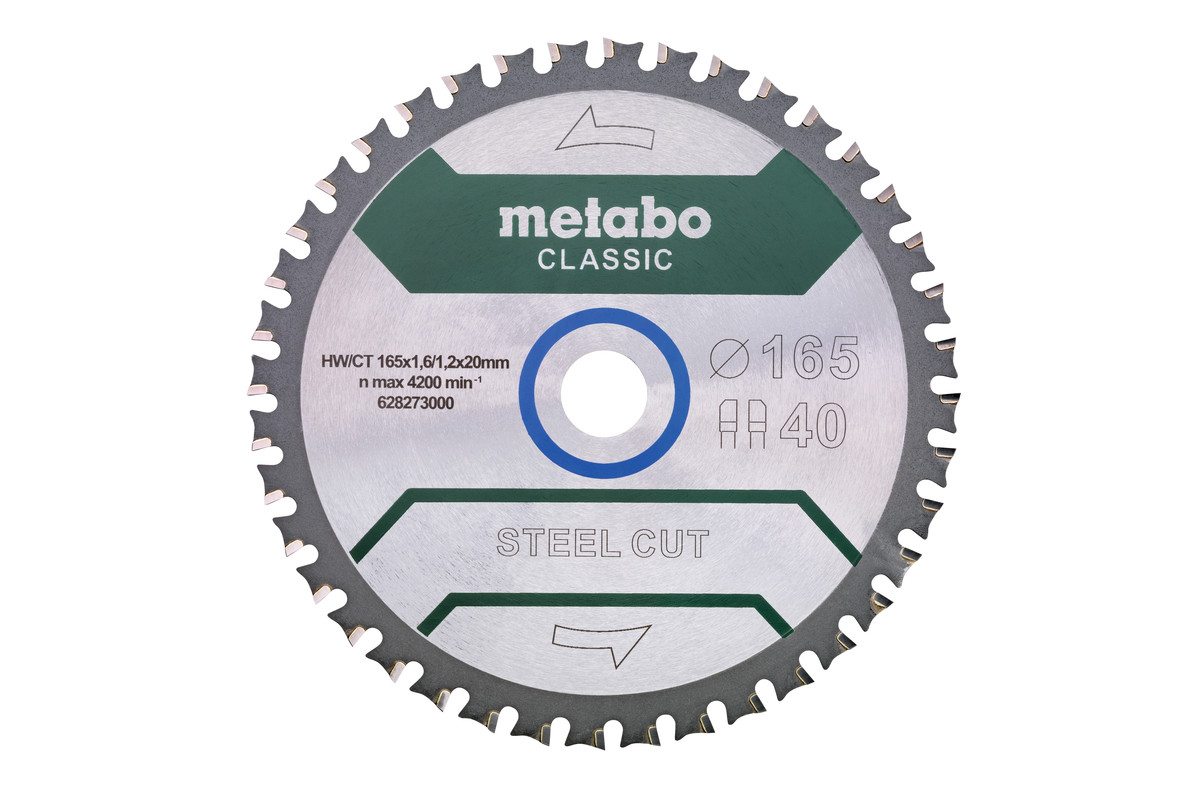 Metabo Pílový kotúč „steel cut/sandwich panel – classic“,165x20 Z40 FZ/FA 4° 628
