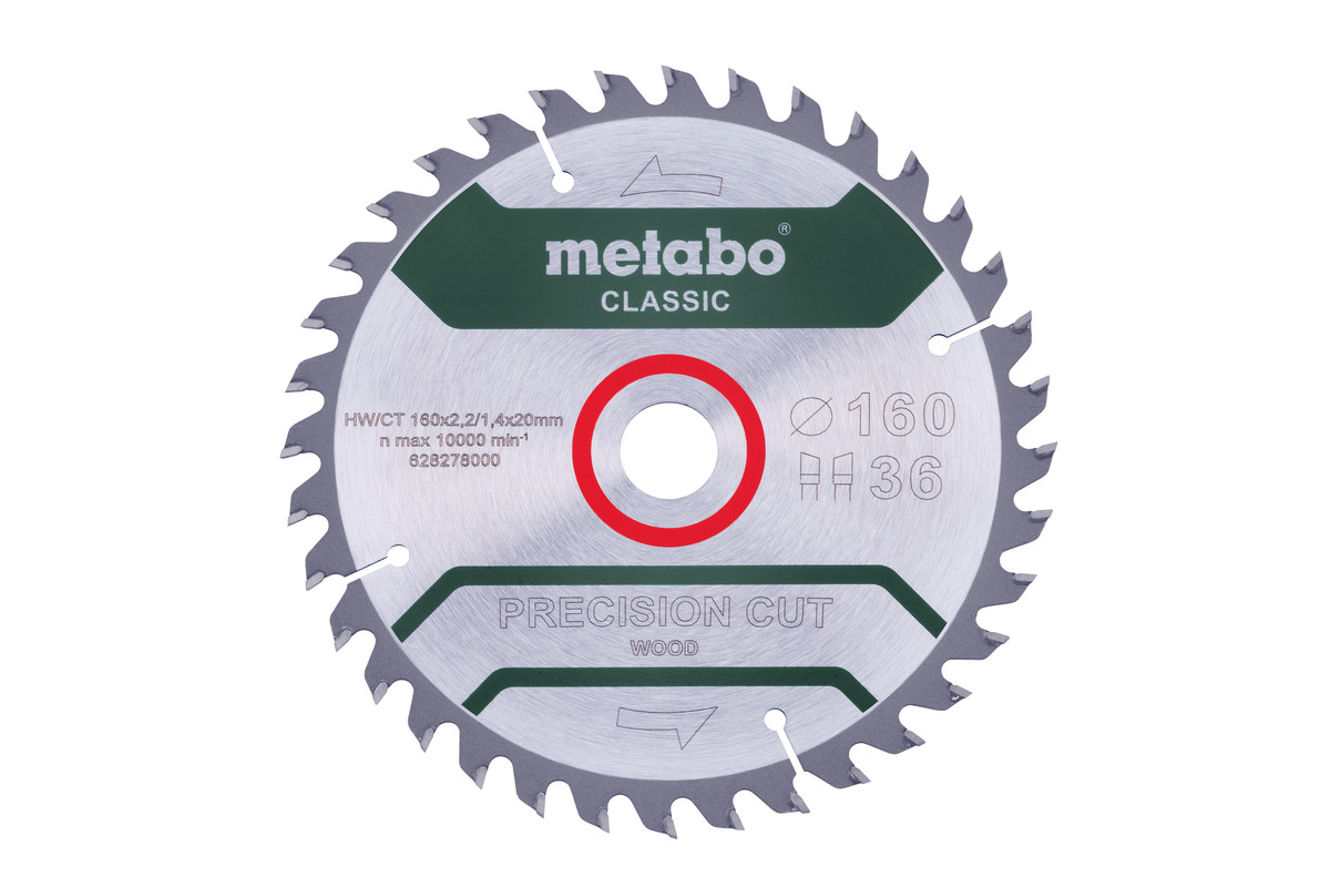 Metabo Pílový list „precision cut wood - classic“, 160x20 Z36 WZ 10° 628278000