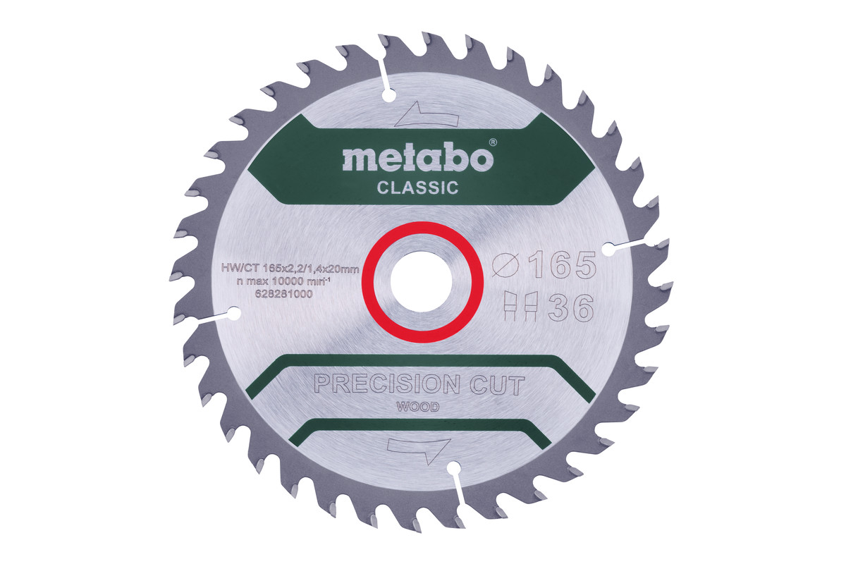 Metabo Pílový list „precision cut wood - classic“, 165x20 Z36 WZ 15° 628281000