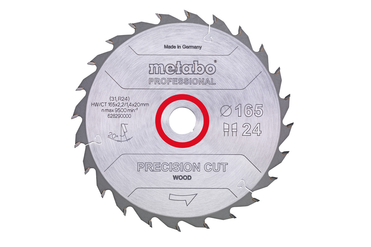 Metabo Pílový list „precision cut wood - professional“, 165x20 Z24 WZ 20° 628290
