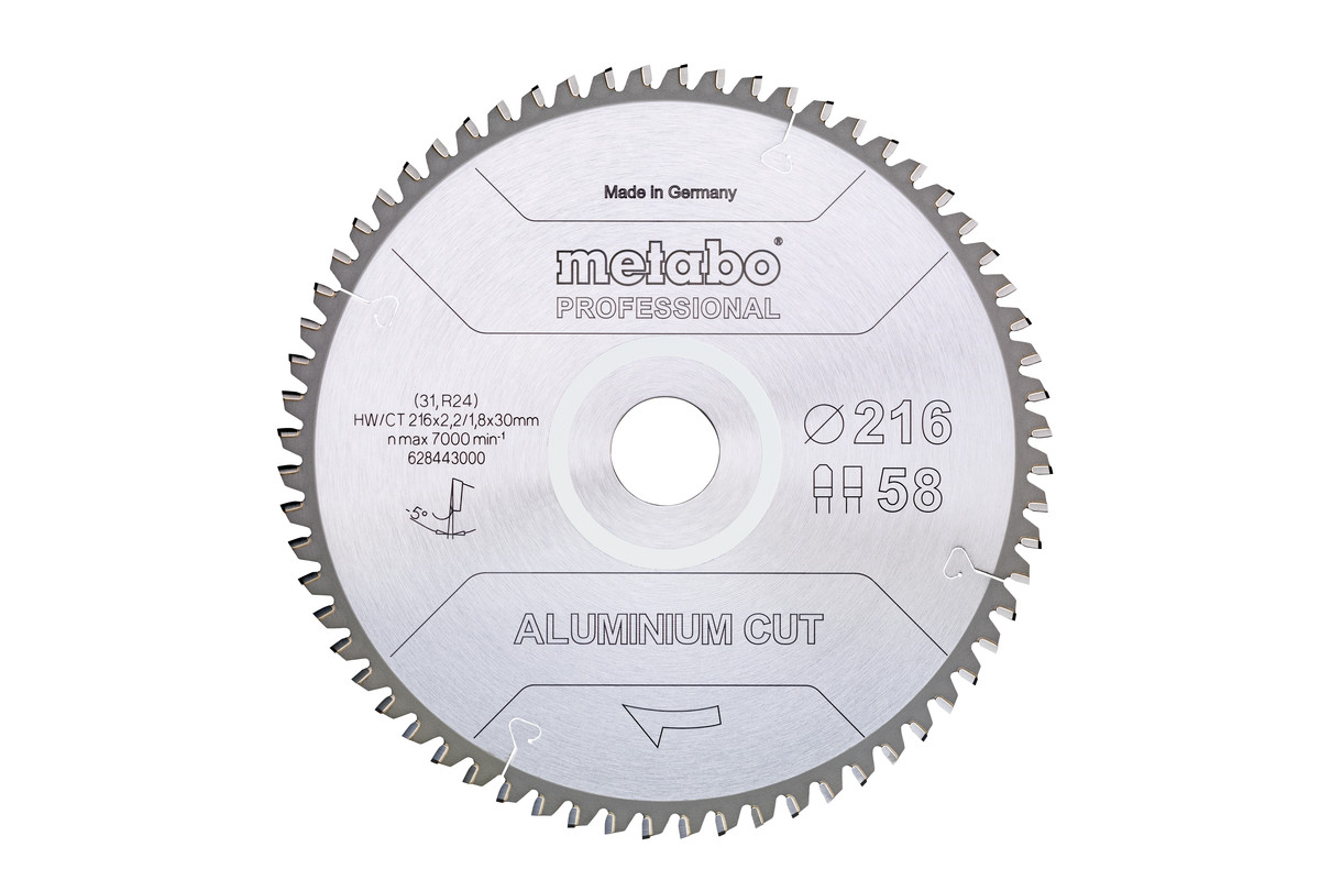 Metabo Pílový list „aluminium cut - professional“, 216x30 Z58 FZ/TZ 5°neg 628443