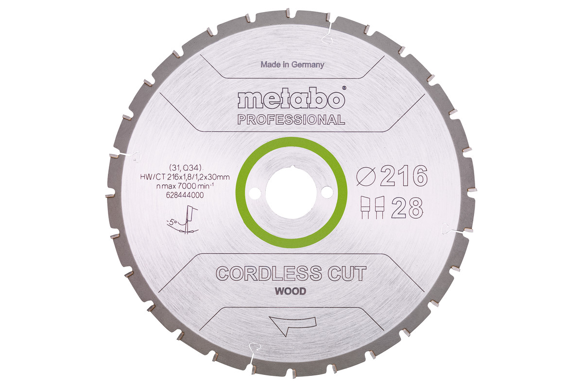 Metabo Pílový list „cordless cut wood - professional“, 216x30 Z28 WZ 5°neg 62844