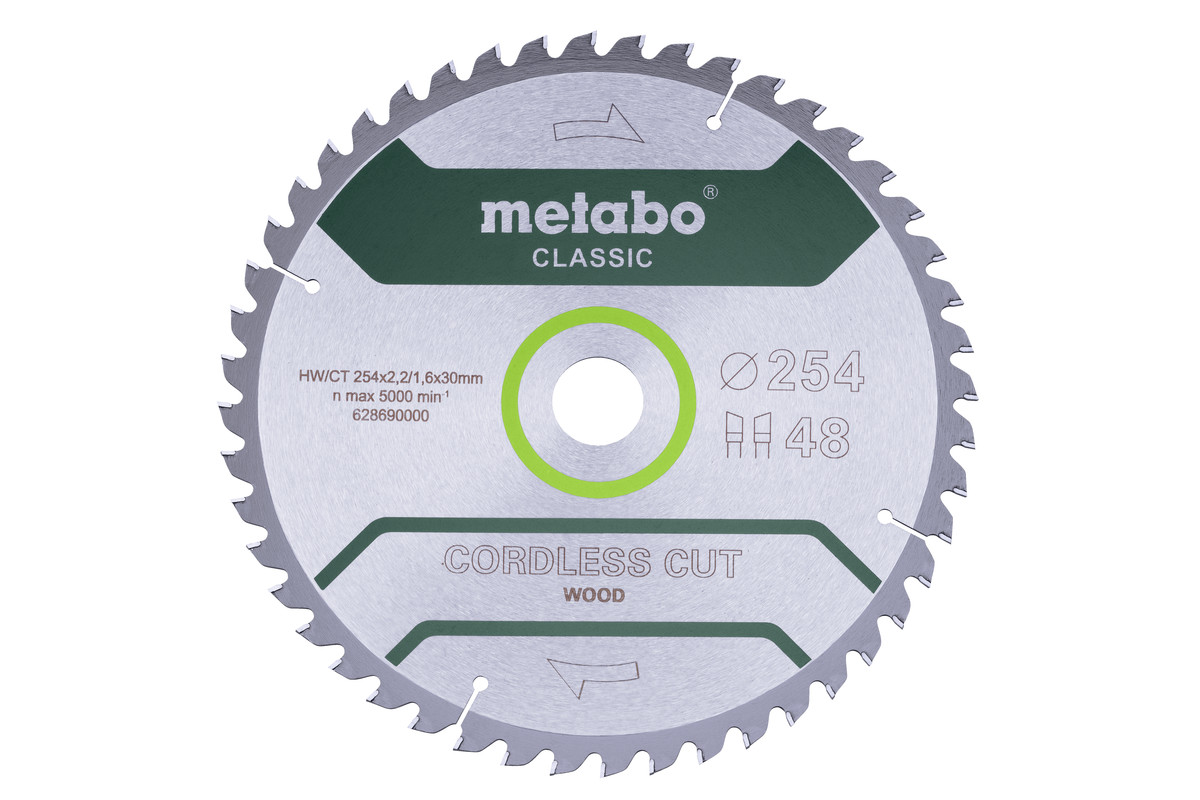 Metabo Pílový list „cordless cut wood - classic“, 254x30 Z48 WZ 5° 628690000
