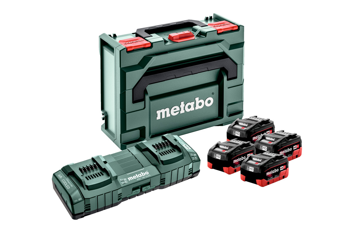 Metabo Základná súprava 4 x LiHD 8.0 Ah + ASC 145 Duo + metaBOX 145 685135000