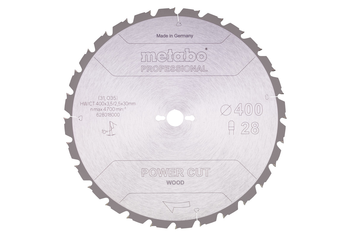 Piła tarczowa „power cut wood – professional”, 400x30 Z28 TZ 10° (628018000) 