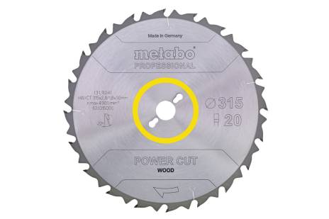 Piła tarczowa „power cut wood – professional”, 315x30, Z20 FZ 22° (628015000) 