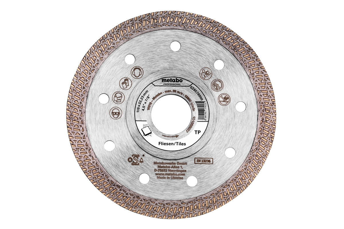 Алмазный отрезной круг 115 x 22,23 мм, «TP», для плитки «professional» (628578000) 