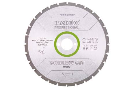 Sågblad "cordless cut wood - professional", 216x30 Z28 WZ 5°neg (628444000)