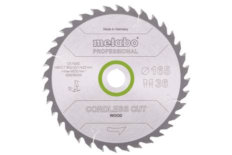 List žage "cordless cut wood - professional", 165x20 Z36 WZ 15° (628295000) 
