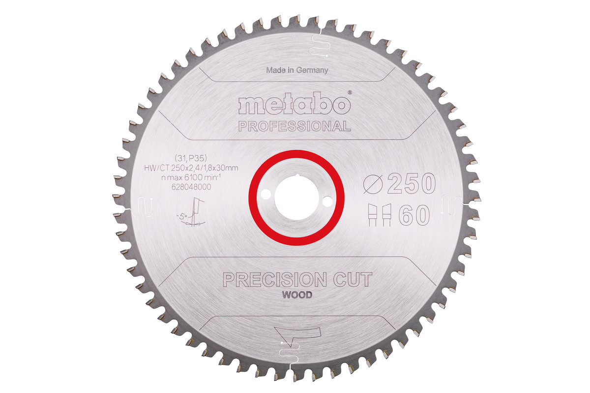 Saw blade "precision cut wood - professional", 250x30, Z60 WZ 5° neg. (628048000) 