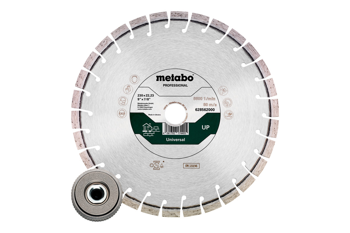 Set: 1xDiamond cutting disc 230x22.23mm, "UP" + 1x quick adjusting nut M14 (628583000) 