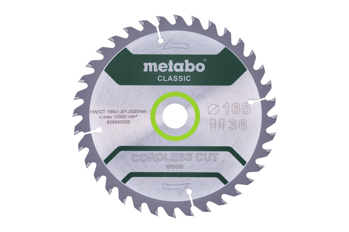 Saw blade "cordless cut wood - classic", 165x20 Z36 WZ 15° /B (628660000) 