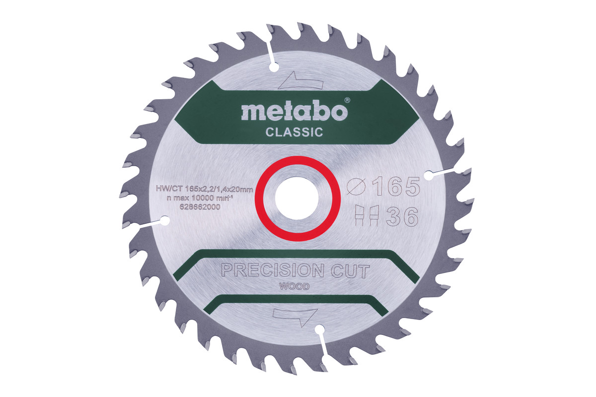 Saw blade "precision cut wood - classic", 165x20 Z36 WZ 15° /B (628662000) 