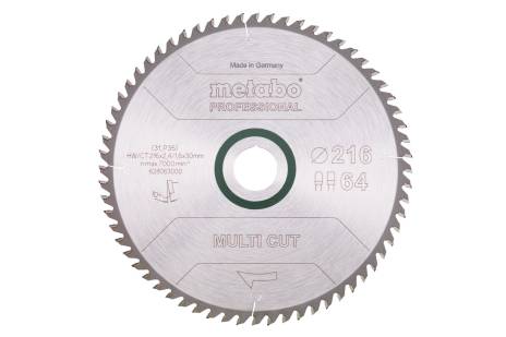 Saw blade "multi cut - professional", 216x30, Z64 FZ/TZ, 10° (628063000)
