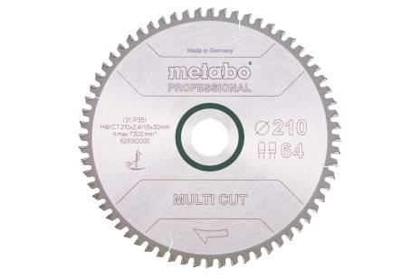 Saw blade "multi cut - professional", 210x30, Z64 FZ/TZ, 5°neg. (628082000) 