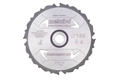 Saw blade "fibre cement cut - professional", 160x20 Z4 PCD FZ 5° (628287000) 