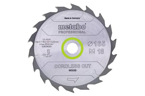 Saw blade "cordless cut wood - professional", 165x20 Z18 WZ 20° (628294000) 