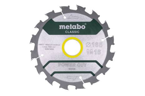 Saw blade "power cut wood - classic", 165x30, Z16 WZ 5° /B /B (628416000)