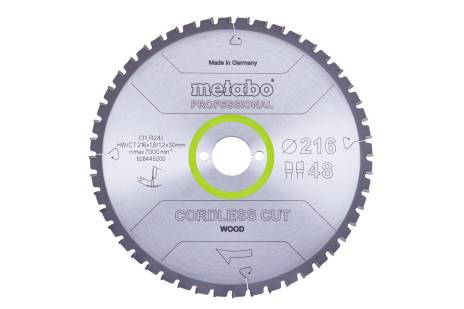 Saw blade "cordless cut wood - professional", 216x30 Z48 WZ 5°neg (628445000)