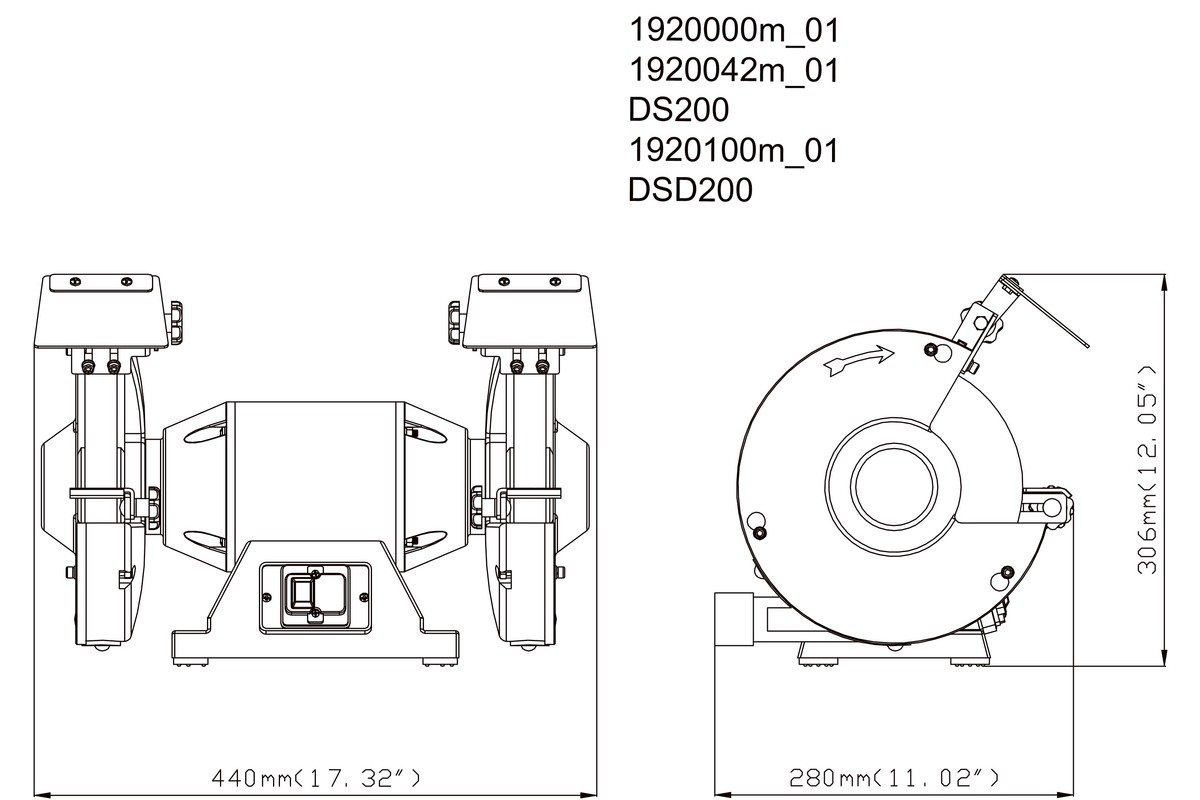 DS 200 (619200000) Bench Grinder | Metabo Power Tools dayton single phase wiring diagram 