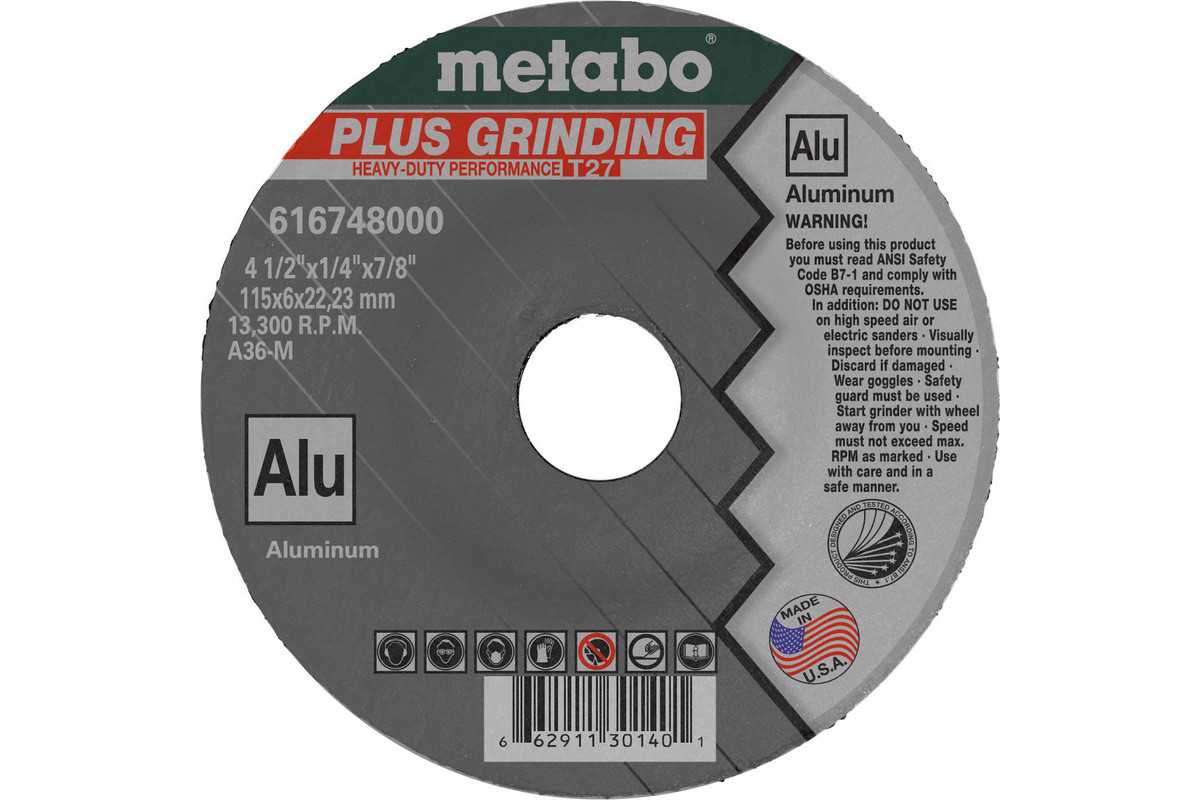 Plus Grinding 4 1/2" x 1/4" x 7/8", Type 27, A36M (US616748000) 