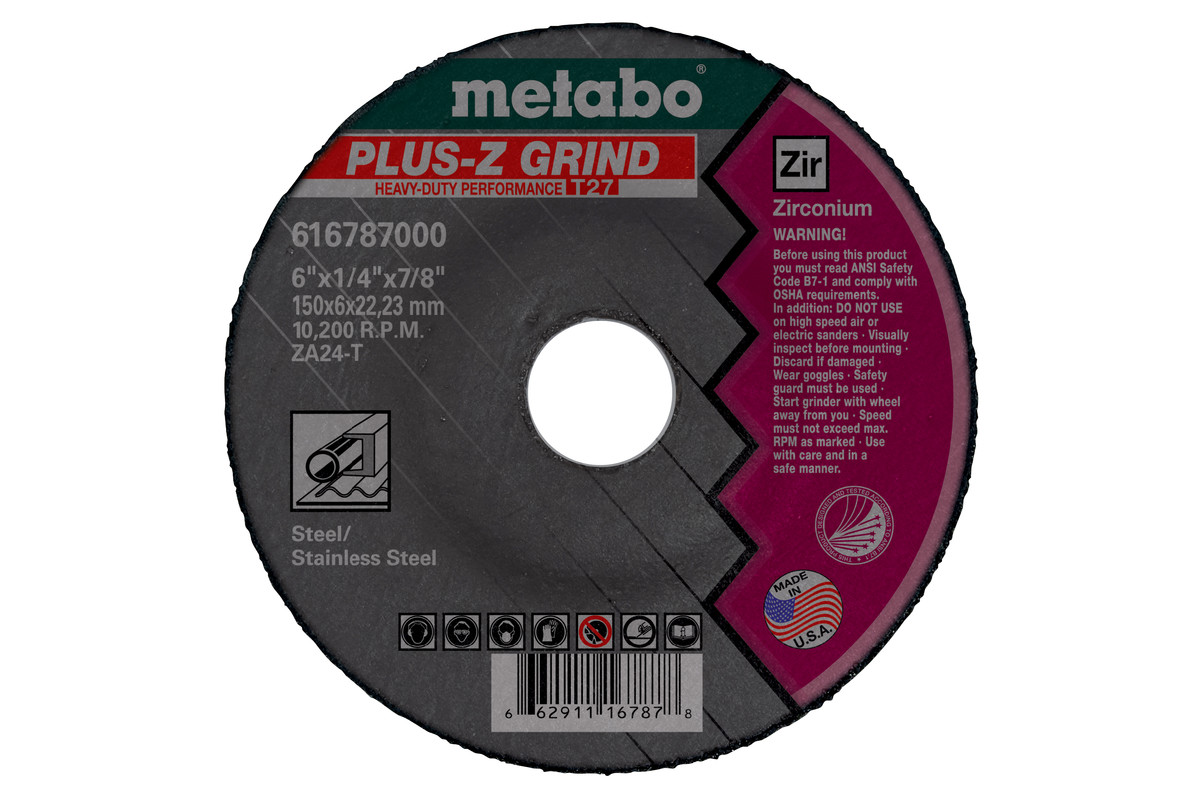 Plus-Z Grinding 9" x 1/4" x 5/8"-11, Type 27, ZA24T (655789000) 