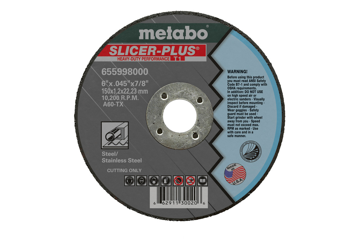 Metabo Slicer Plus 55.998 Cutoff Cutting Wheels 6" x .045" x 7/8" 25 pack 