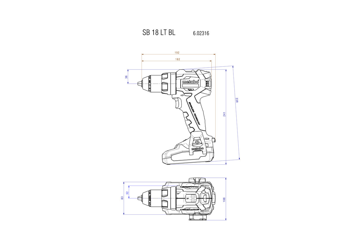 SB 18 LT BL (602316520) Cordless Hammer Drill | Metabo Power Tools