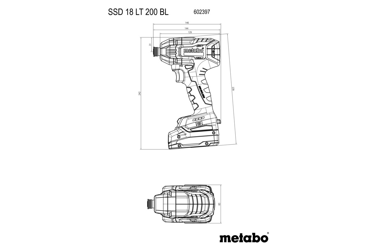 Herramientas, maquinaria taller y jardin, Atornillador impacto bateria  METABO SSD 18 LTX 200 BL 1/4