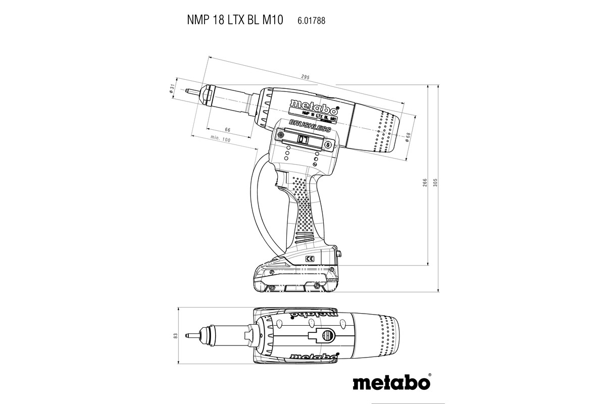 NMP 18 LTX BL M10 (601788850) Rivettatrice a batteria per inserti filettati