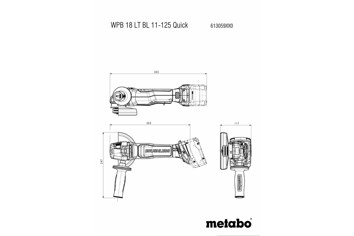 Meuleuse d'angle sans fil 125 mm METABO 602249840 18 V